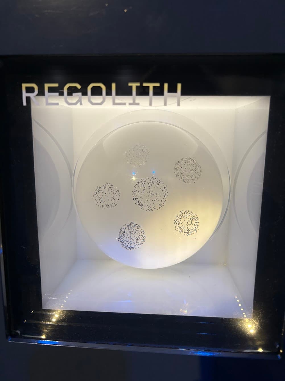 A close look at a regolith display connected to the NASA challenge.