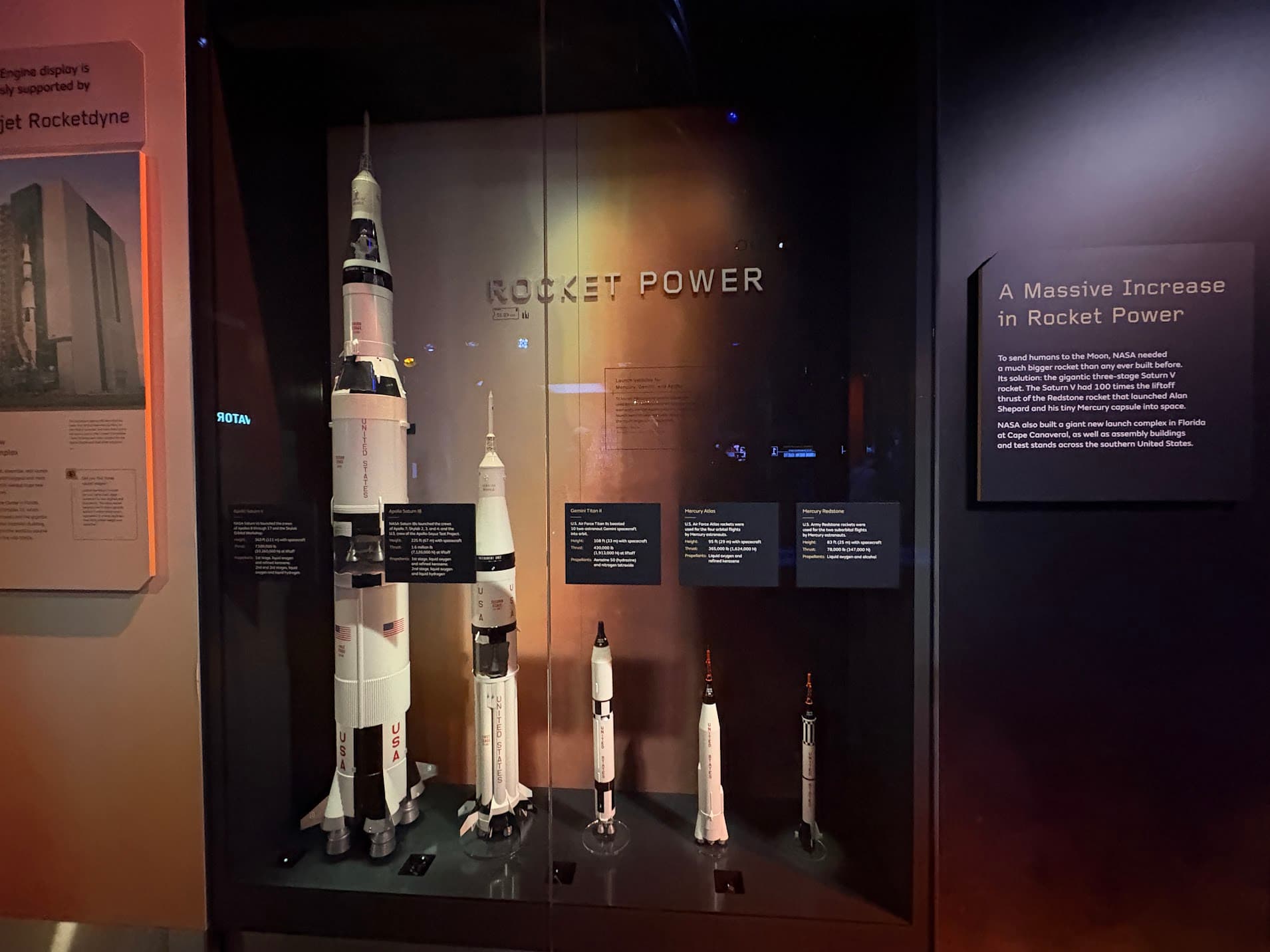 A set of rocket models displayed during the NASA competition experience.